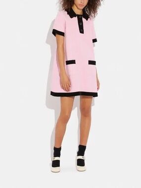 Coach Pink Floral Knit Polo Dress